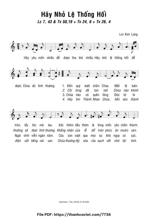 Hãy nhỏ lệ thống hối - Lm. Kim Long - trang 1
