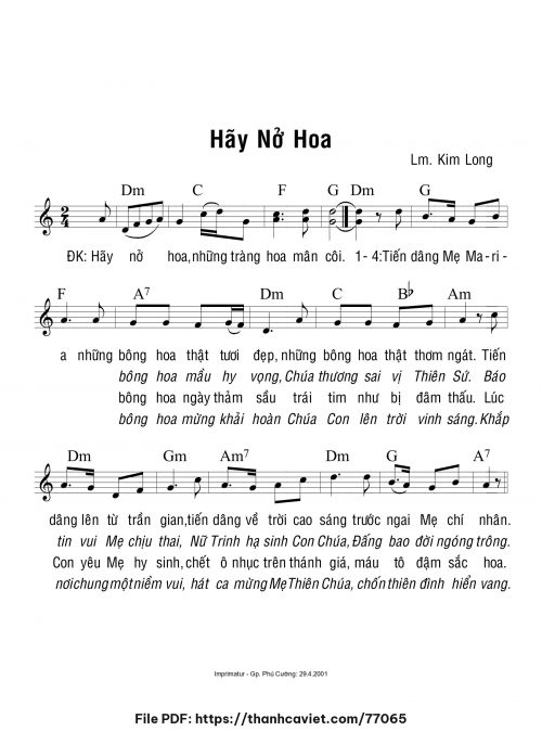 Hãy nở hoa - Lm. Kim Long - trang 1