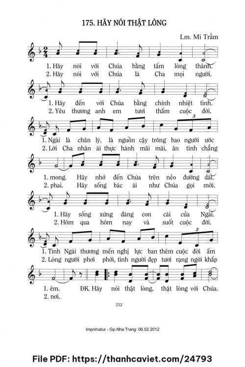 Hãy nói thật lòng - Lm. Mi Trầm - trang 1