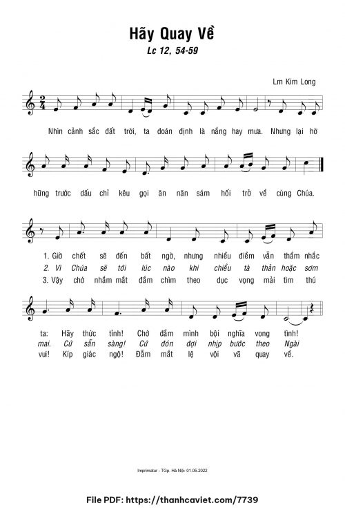 Hãy quay về - Lm. Kim Long - trang 1
