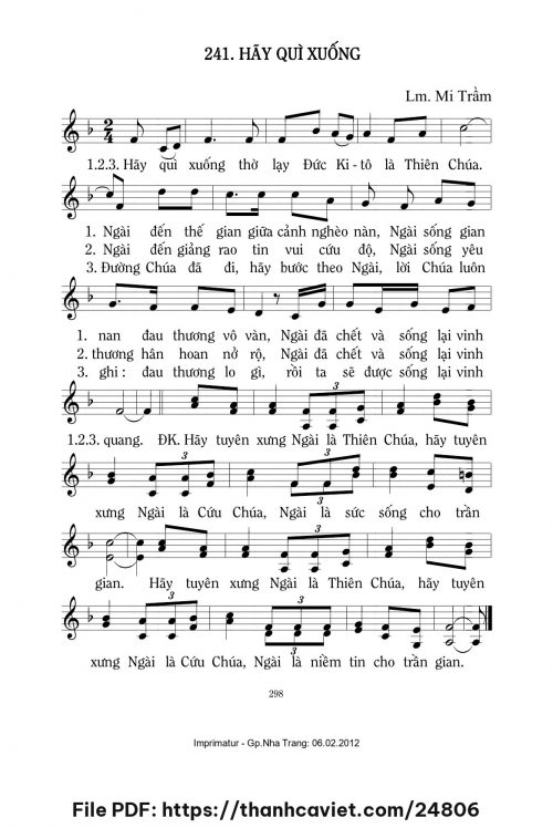 Hãy quỳ xuống - Lm. Mi Trầm - trang 1