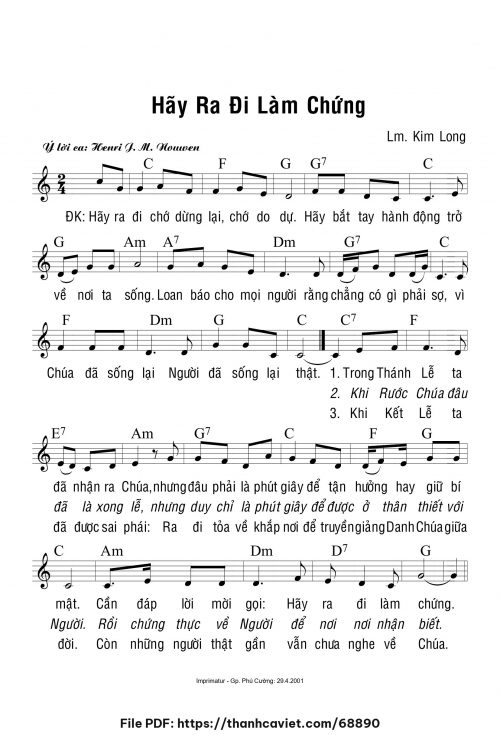 Hãy ra đi làm chứng - Lm. Kim Long - trang 1