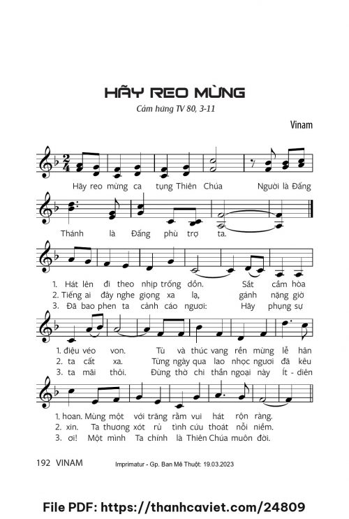 Hãy reo mừng - Vinam - trang 1