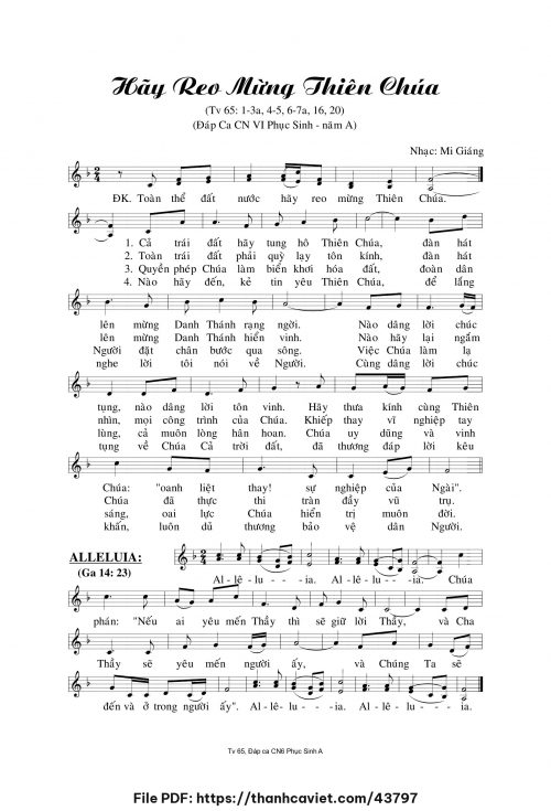 Hãy reo mừng Thiên Chúa - Mi Giáng - trang 1