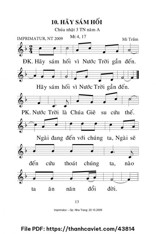 Hãy sám hối [CN3 TNA] – - Lm. Mi Trầm - trang 1