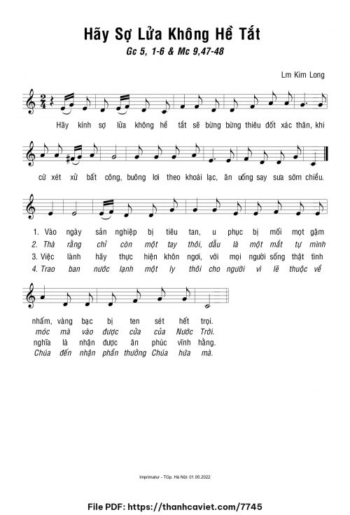 Hãy sợ lửa không hề tắt - Lm. Kim Long - trang 1