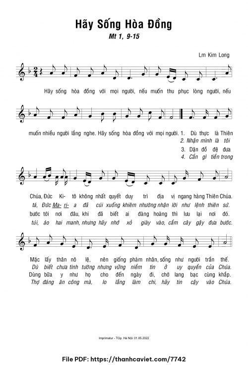 Hãy sống hòa đồng - Lm. Kim Long - trang 1