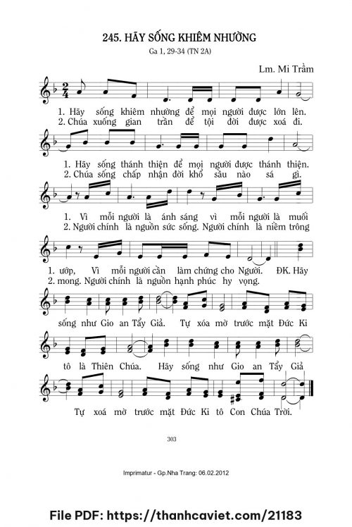 Hãy sống khiêm nhường - Lm. Mi Trầm - trang 1