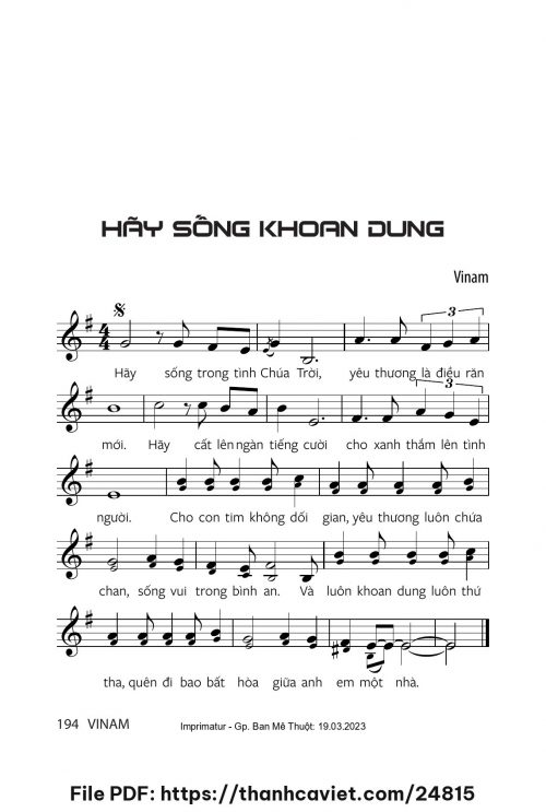 Hãy sống khoan dung - Vinam - trang 1