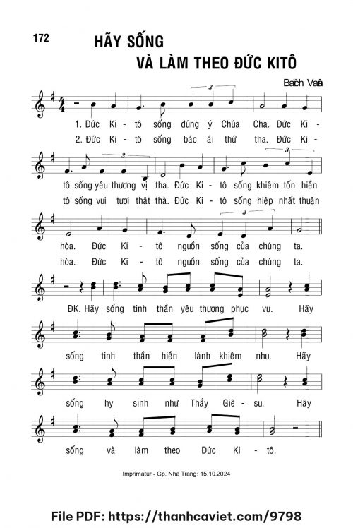 Hãy sống và làm theo Đức Kitô - Lm. Bạch Vân - trang 1