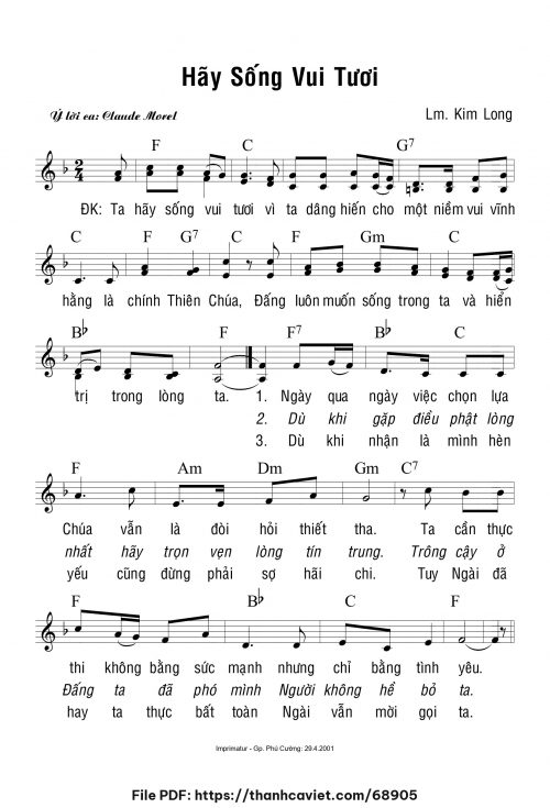 Hãy sống vui tươi - Lm. Kim Long - trang 1