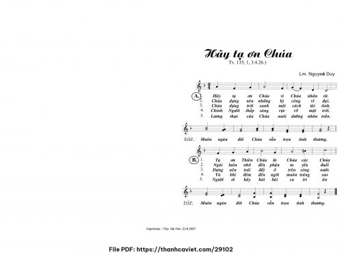Hãy tạ ơn Chúa - Lm. Nguyễn Duy - trang 1