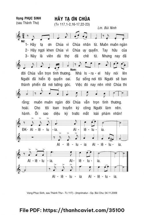 Hãy tạ ơn Chúa - Lm. Bùi Ninh - trang 1