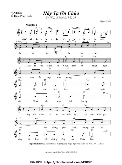 Hãy tạ ơn Chúa [Tv 117 – Alleluia Lễ Đêm PS] - Ngọc Cẩn - trang 1