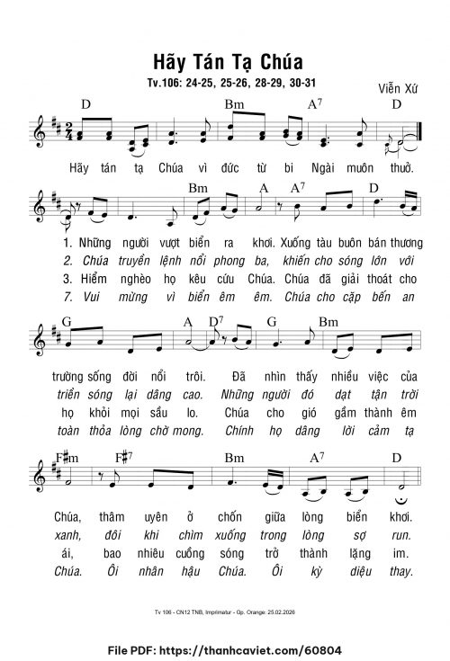 Hãy tán tạ Chúa - Viễn Xứ - trang 1