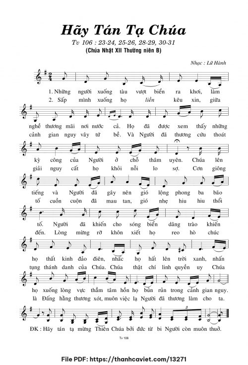Hãy tán tạ Chúa - Lữ Hành - trang 1