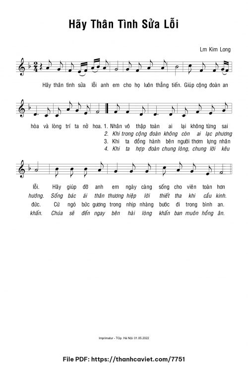 Hãy thân tình sửa lỗi - Lm. Kim Long - trang 1