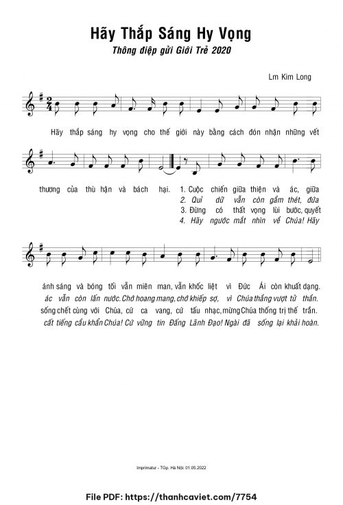 Hãy thắp sáng hy vọng - Lm. Kim Long - trang 1
