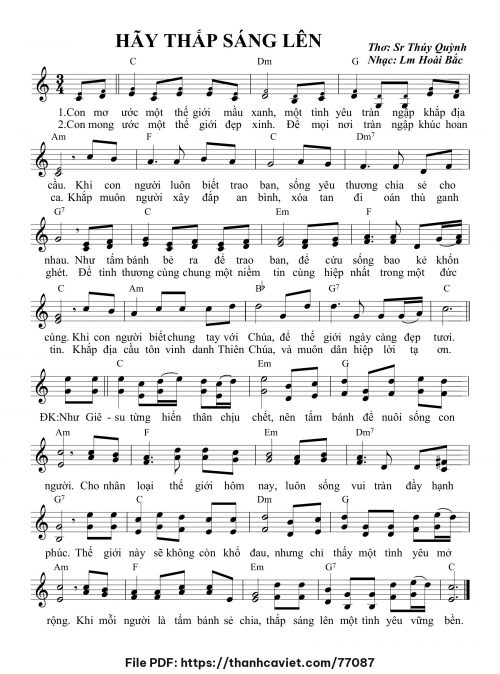 Hãy thắp sáng lên - Lm. Hoài Bắc, OP - Thơ: Sr. Thúy Quỳnh - trang 1