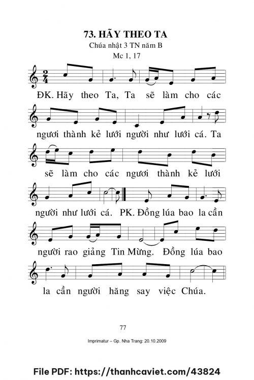 Hãy theo Ta [CN3 TNB] – - Lm. Mi Trầm - trang 1