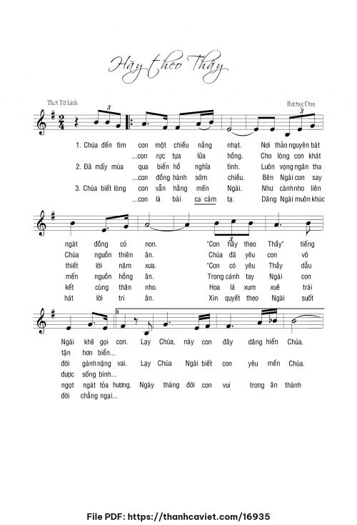 Hãy theo Thầy - Sr. Hương Đan - Thơ: Từ Linh - trang 1