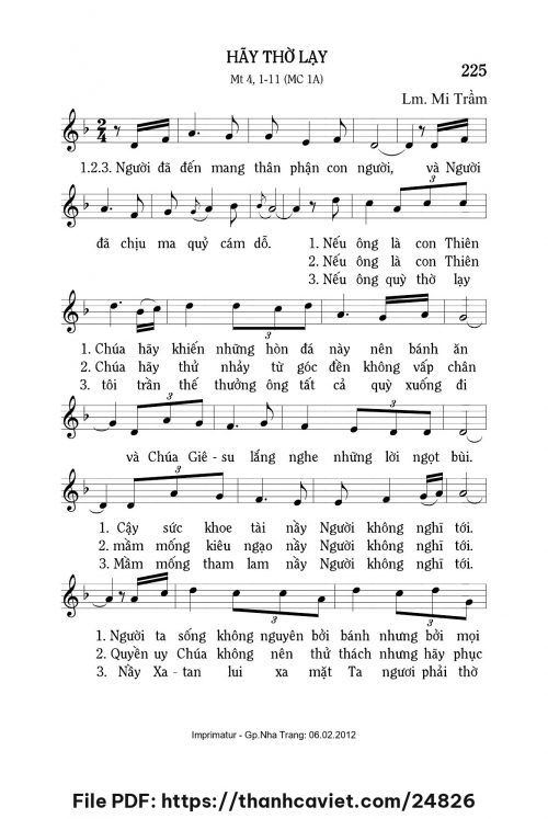 Hãy thờ lạy - Lm. Mi Trầm - trang 1