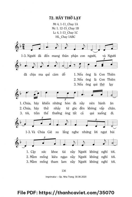 Hãy thờ lạy [CN1 Mùa Chay ABC] – - Lm. Mi Trầm - trang 1