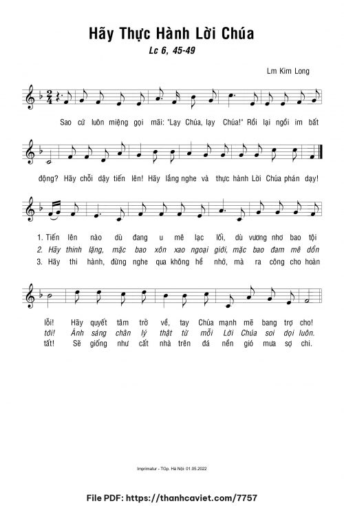 Hãy thực hành Lời Chúa - Lm. Kim Long - trang 1
