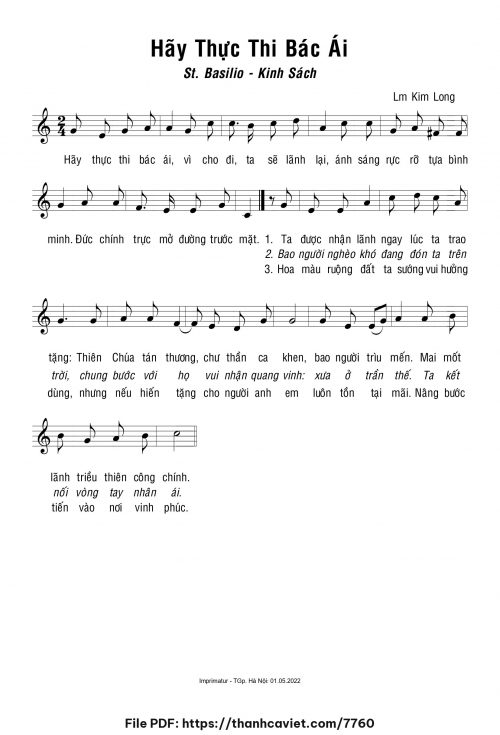 Hãy thực thi bác ái - Lm. Kim Long - trang 1