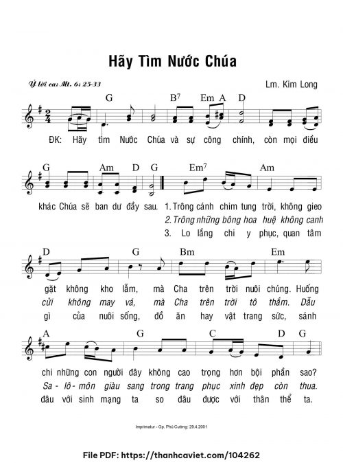 Hãy tìm nước Chúa - Lm. Kim Long - trang 1
