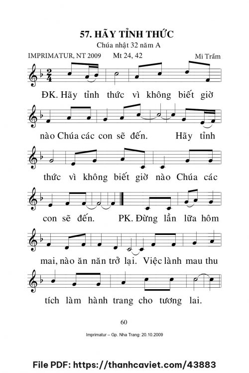 Hãy tỉnh thức [CN32 TNA] – - Lm. Mi Trầm - trang 1