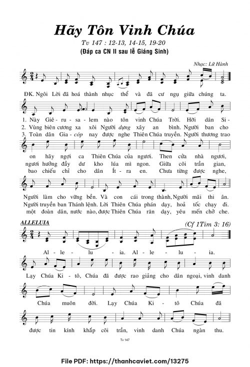 Hãy tôn vinh Chúa - Lữ Hành - trang 1