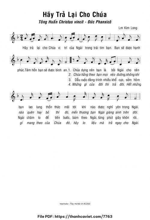 Hãy trả lại cho Chúa - Lm. Kim Long - trang 1