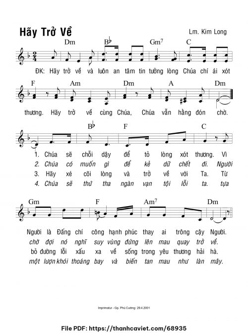 Hãy trở về - Lm. Kim Long - trang 1