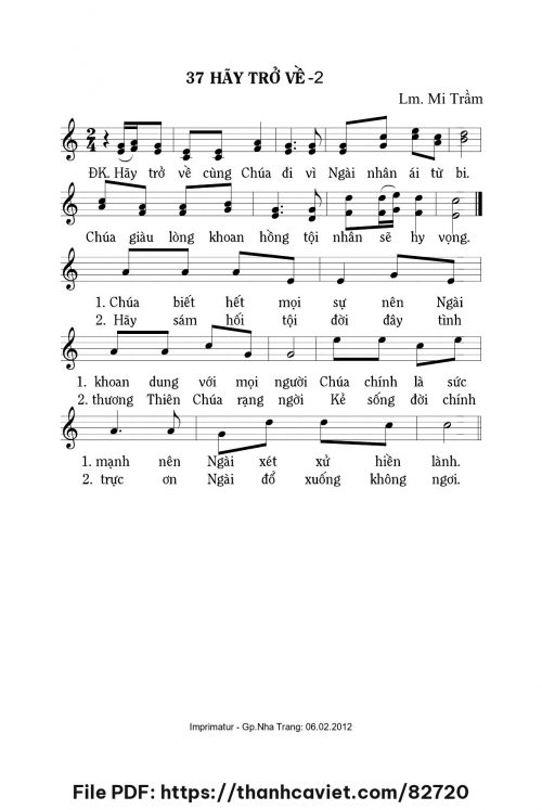 Hãy trở về 2 - Lm. Mi Trầm - trang 1