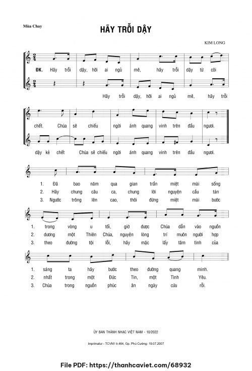 Hãy trỗi dậy - Lm. Kim Long - trang 1