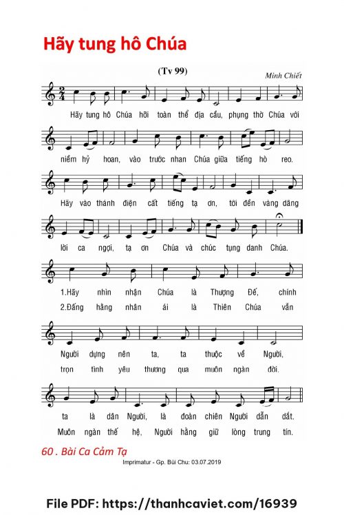 Hãy tung hô Chúa - Lm. Minh Chiết - trang 1