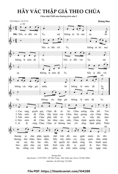 Hãy vác thập giá theo Chúa - Hoàng Đan - trang 1