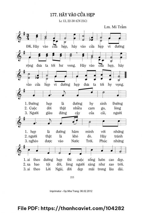 Hãy vào cửa hẹp - Lm. Mi Trầm - trang 1