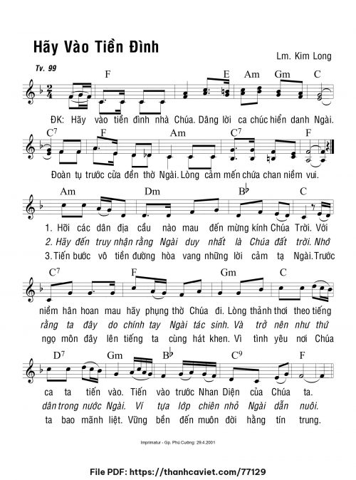 Hãy vào tiền đình - Lm. Kim Long - trang 1