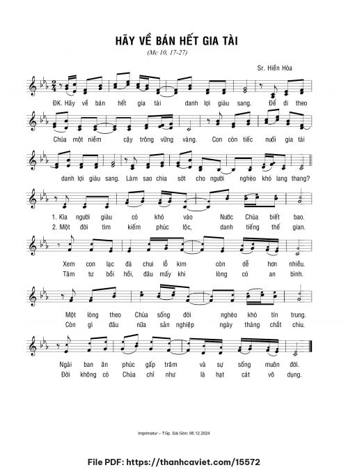 Hãy về bán hết gia tài - Sr. Hiền Hòa - trang 1