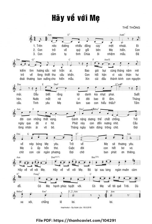 Hãy về với Mẹ - Thế Thông - trang 1
