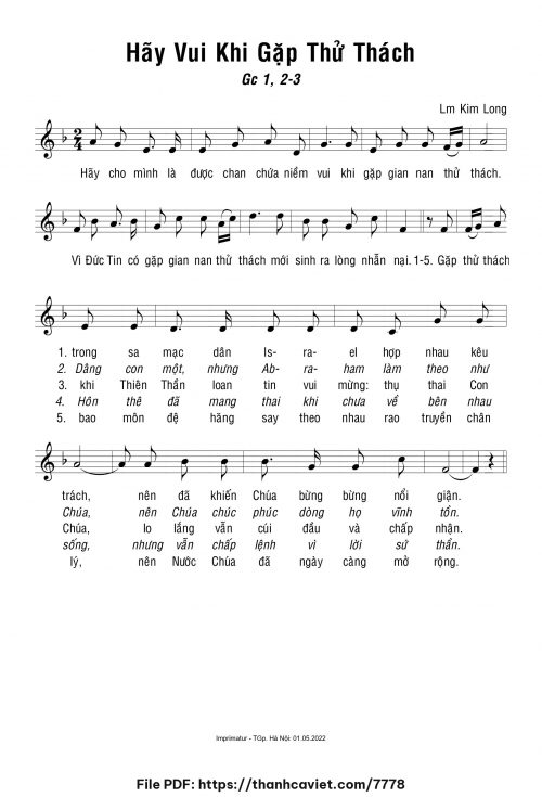 Hãy vui khi gặp thử thách - Lm. Kim Long - trang 1