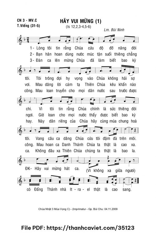 Hãy vui mừng 1 - Lm. Bùi Ninh - trang 1