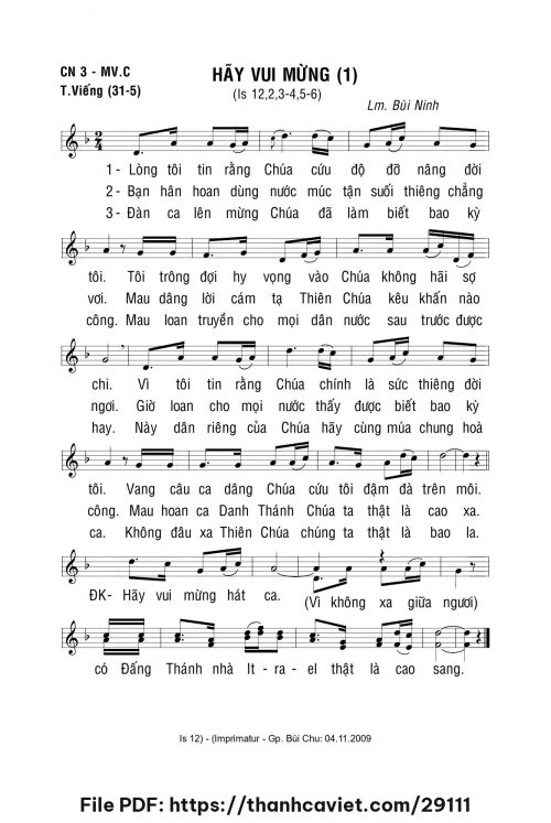 Hãy vui mừng - Lm. Bùi Ninh - trang 1