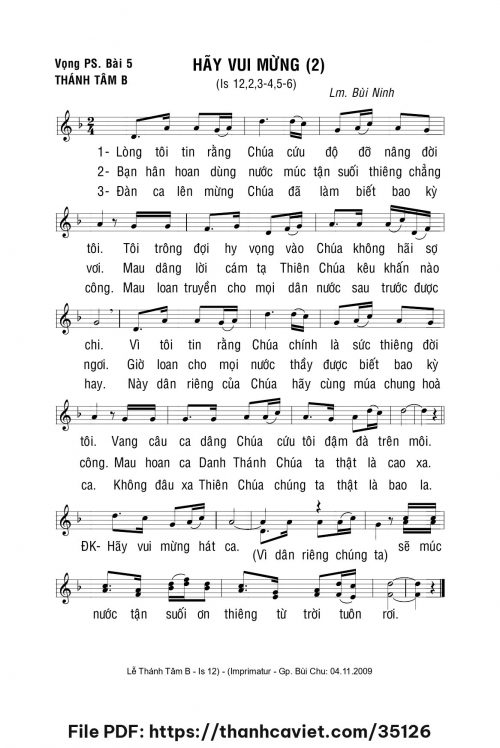 Hãy vui mừng 2 - Lm. Bùi Ninh - trang 1
