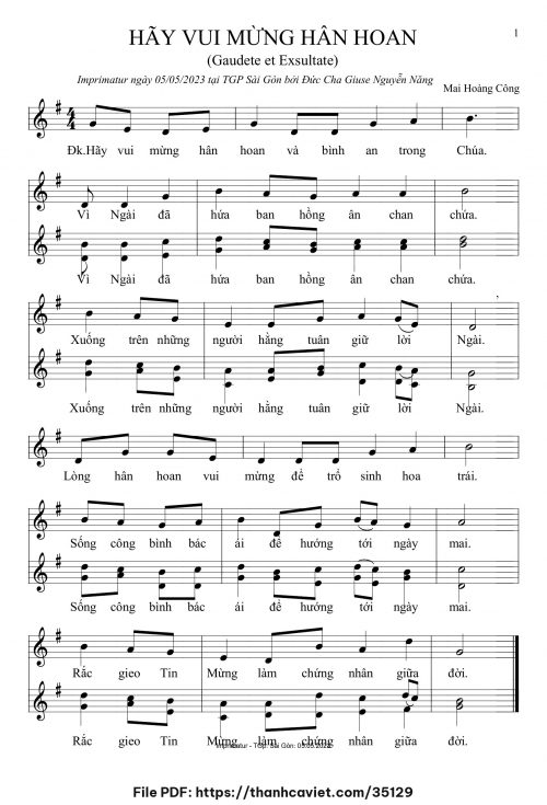 Hãy vui mừng hân hoan - Mai Hoàng Công - trang 1