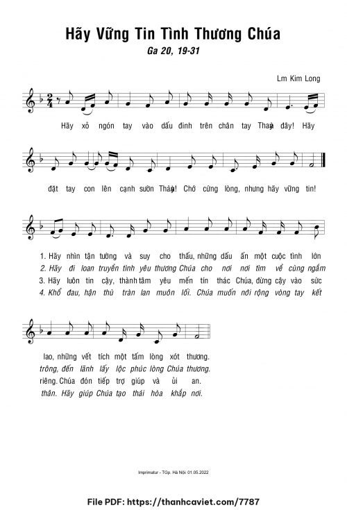 Hãy vững tin tình thương Chúa - Lm. Kim Long - trang 1