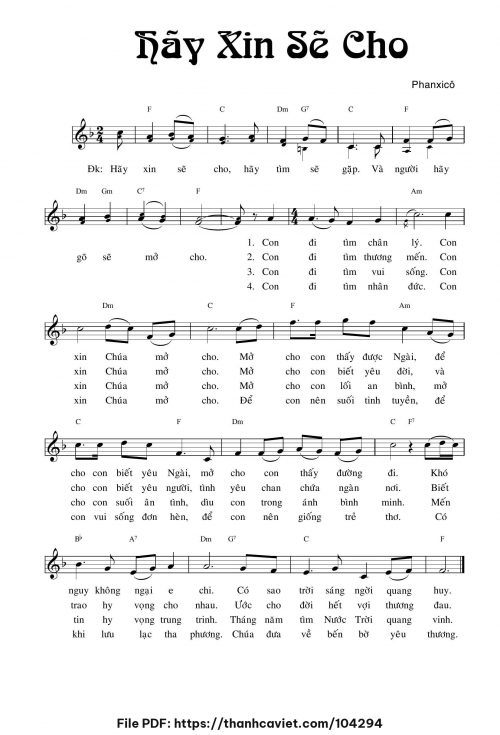 Hãy xin sẽ cho - Phan Sinh - trang 1