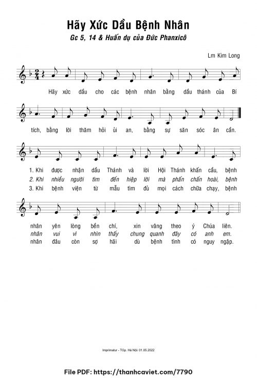 Hãy xức dầu bệnh nhân - Lm. Kim Long - trang 1
